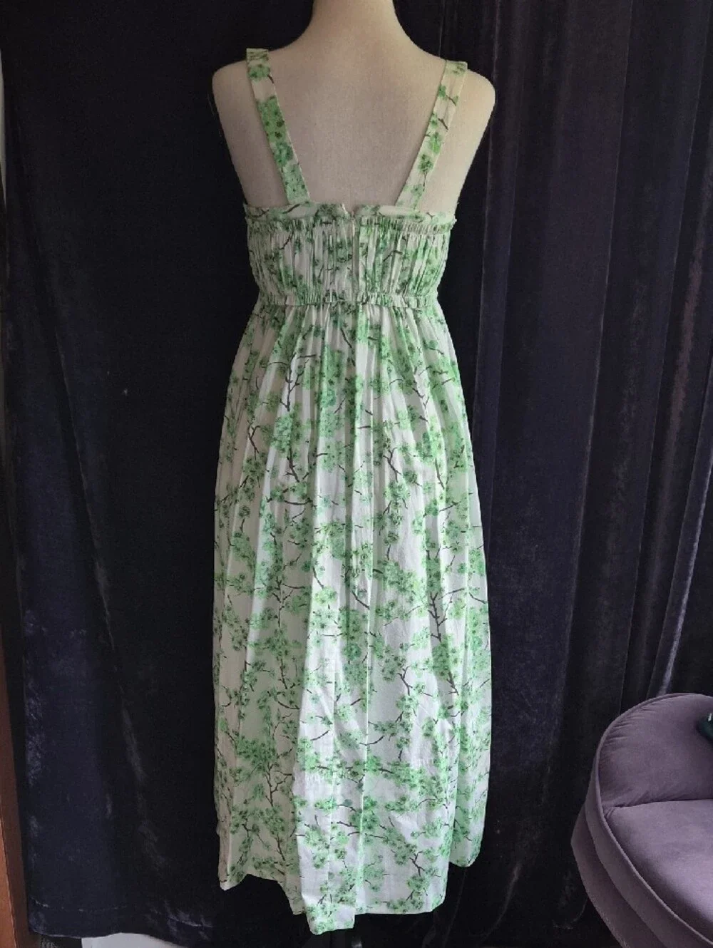 NWT J. Crew Cream Maxi Dress with Green Botanical Print Sz 0